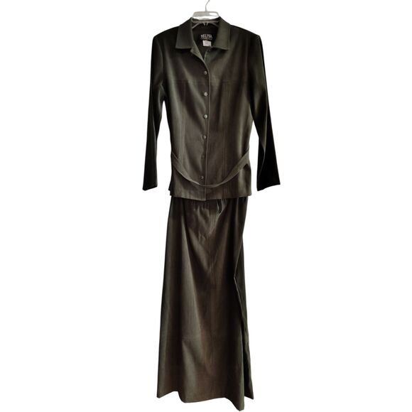 NWT Melissa Collection olive two Piece Skirt Suit - Picture 1 of 11